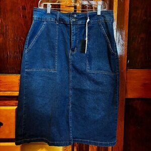 BLEU Denim Blue Jean 4 Pocket Long Midi Skirt Women’s Size 14 NWT